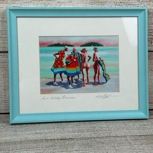 Shari Erickson Aint Nobodys Business Signed Framed Art Print Beach Scene 16x13